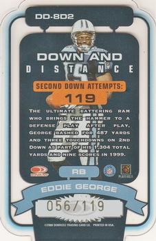 2000 Donruss Elite - Down and Distance Die Cuts #DD-8D2 Eddie George Back