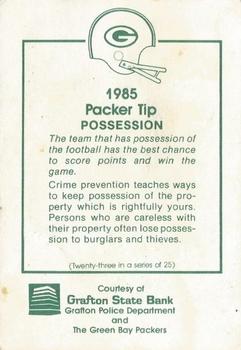 1985 Green Bay Packers Police - Grafton State Bank, Grafton Police Department #23 Gerry Ellis Back