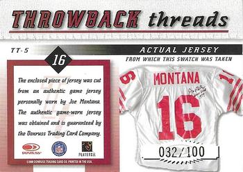 2000 Donruss Elite - Throwback Threads #TT-5a Joe Montana Back