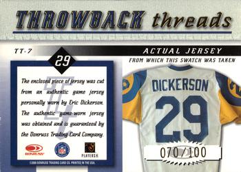 2000 Donruss Elite - Throwback Threads #TT-7 Eric Dickerson Back