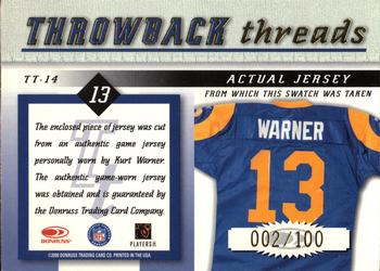 2000 Donruss Elite - Throwback Threads #TT-14 Kurt Warner Back