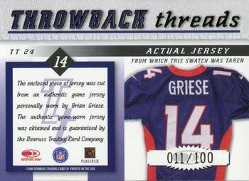 2000 Donruss Elite - Throwback Threads #TT-24 Brian Griese Back