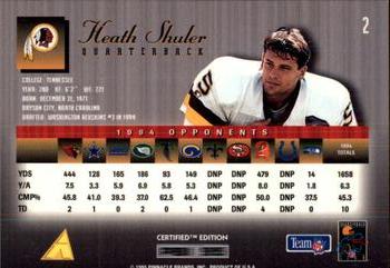1995 Select Certified #2 Heath Shuler Back