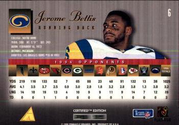 1995 Select Certified #6 Jerome Bettis Back
