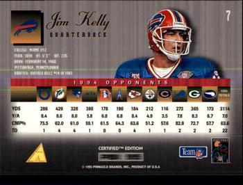 1995 Select Certified #7 Jim Kelly Back