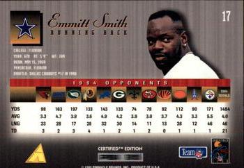 1995 Select Certified #17 Emmitt Smith Back