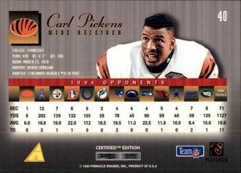 1995 Select Certified #40 Carl Pickens Back