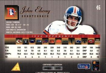 1995 Select Certified #46 John Elway Back