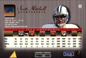 1995 Select Certified #48 Scott Mitchell Back