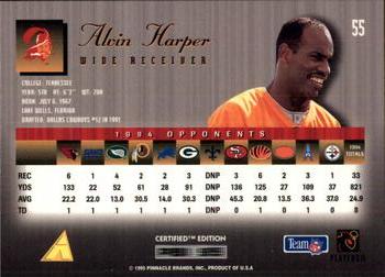 1995 Select Certified #55 Alvin Harper Back