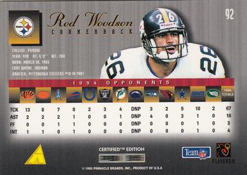1995 Select Certified #92 Rod Woodson Back