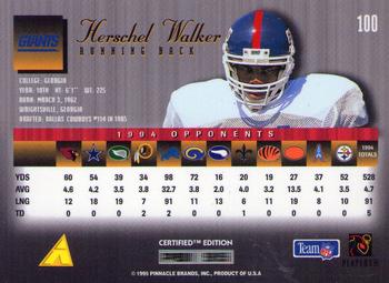 1995 Select Certified #100 Herschel Walker Back