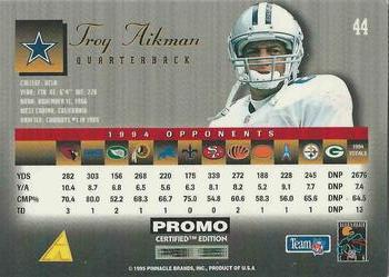 1995 Select Certified #44 Troy Aikman Back