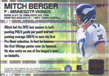 2000 Finest - Finest Moments Pro Bowl Jerseys #MB-P Mitch Berger Back