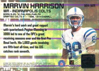 2000 Finest - Finest Moments Pro Bowl Jerseys #MH-WR Marvin Harrison Back