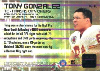 2000 Finest - Finest Moments Pro Bowl Jerseys #TG-TE Tony Gonzalez Back
