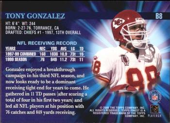 2000 Finest - Out of the Blue #B8 Tony Gonzalez Back