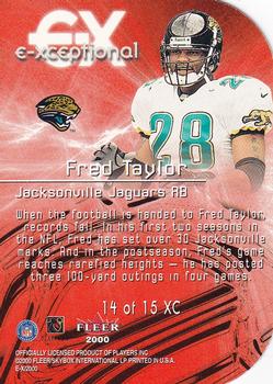 2000 Fleer E-X - E-Xceptional Red #14 XC Fred Taylor Back
