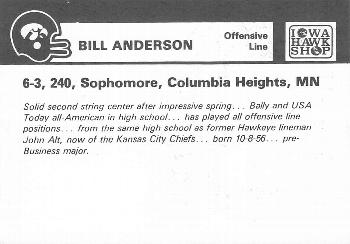 1986 Iowa Hawkeyes #NNO Bill Anderson Back