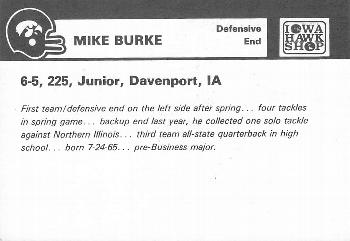1986 Iowa Hawkeyes #NNO Mike Burke Back