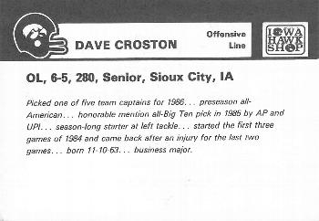 1986 Iowa Hawkeyes #NNO Dave Croston Back