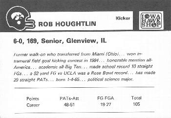 1986 Iowa Hawkeyes #NNO Rob Houghtlin Back
