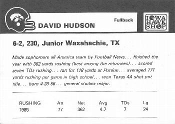 1986 Iowa Hawkeyes #NNO David Hudson Back