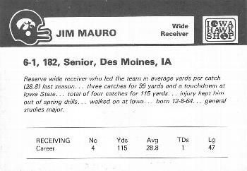 1986 Iowa Hawkeyes #NNO Jim Mauro Back