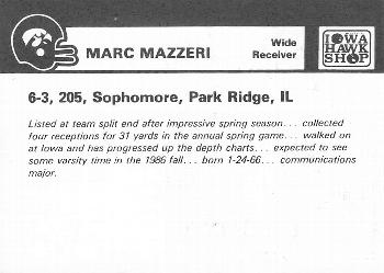 1986 Iowa Hawkeyes #NNO Marc Mazzeri Back