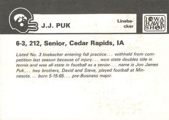 1986 Iowa Hawkeyes #NNO J.J. Puk Back