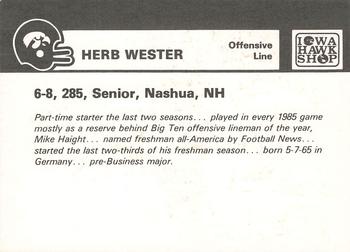 1986 Iowa Hawkeyes #NNO Herb Wester Back