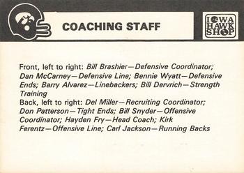 1986 Iowa Hawkeyes #NNO Coaching Staff Back