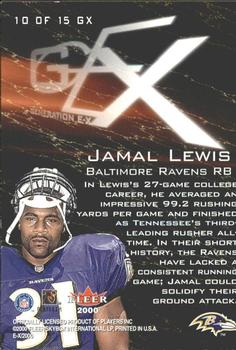 2000 Fleer E-X - Generation E-X #10 GX Jamal Lewis Back