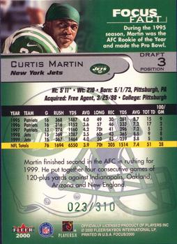 2000 Fleer Focus - Draft Position #3 Curtis Martin Back