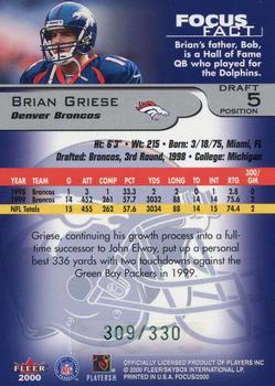 2000 Fleer Focus - Draft Position #5 Brian Griese Back