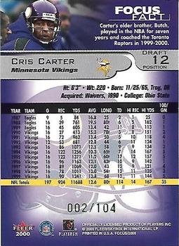 2000 Fleer Focus - Draft Position #12 Cris Carter Back