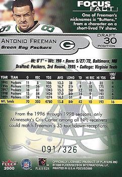 2000 Fleer Focus - Draft Position #30 Antonio Freeman Back