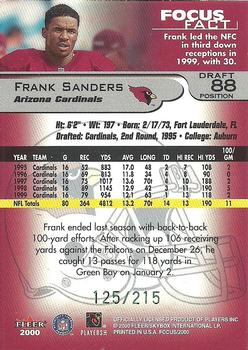 2000 Fleer Focus - Draft Position #88 Frank Sanders Back