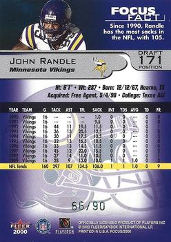2000 Fleer Focus - Draft Position #171 John Randle Back