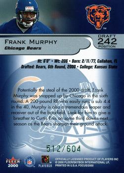 2000 Fleer Focus - Draft Position #242 Frank Murphy Back