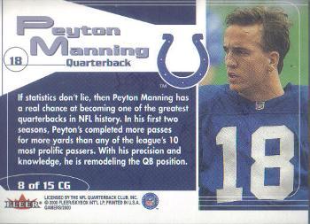 2000 Fleer Gamers - Change the Game #8 CG Peyton Manning Back