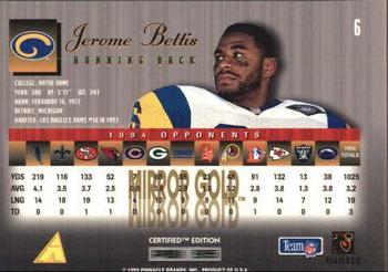 1995 Select Certified - Mirror Gold #6 Jerome Bettis Back