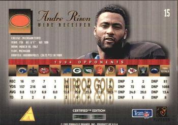 1995 Select Certified - Mirror Gold #15 Andre Rison Back