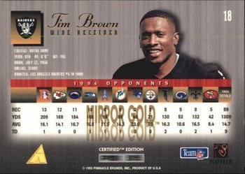 1995 Select Certified - Mirror Gold #18 Tim Brown Back