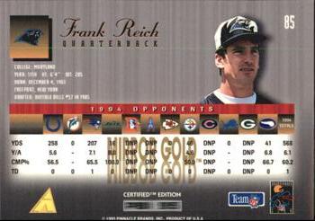1995 Select Certified - Mirror Gold #85 Frank Reich Back