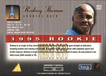 1995 Select Certified - Mirror Gold #112 Rodney Thomas Back