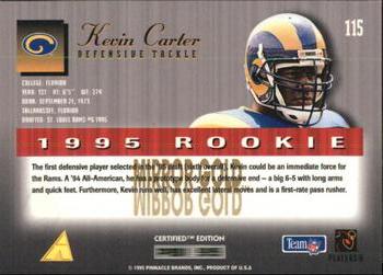1995 Select Certified - Mirror Gold #115 Kevin Carter Back