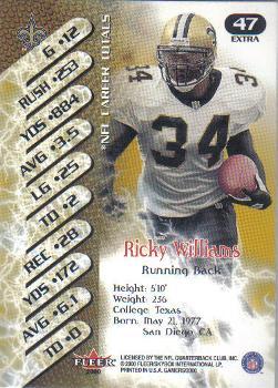 2000 Fleer Gamers - Extra #47 Ricky Williams Back