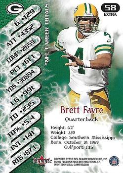 2000 Fleer Gamers - Extra #58 Brett Favre Back