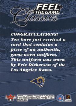 2000 Fleer Greats of the Game - Feel The Game Classics #NNO Eric Dickerson Back